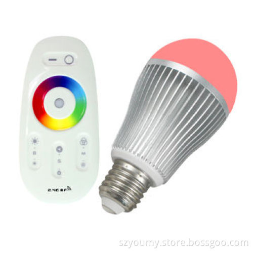 2.4G E27 Wi-Fi 9W Dimmable RGB LED Bulb + RF Wireless Touch Screen Remote Control